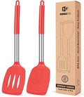 Pack of 2 Silicone Solid Turner, Non Stick Slotted Kitchen Spatulas, High Heat by BUNDLEPRO
