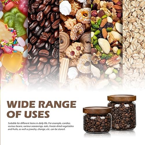 2PCS Small Glass Storage Jars with Airtight Lids, 17 fl oz (500ml)