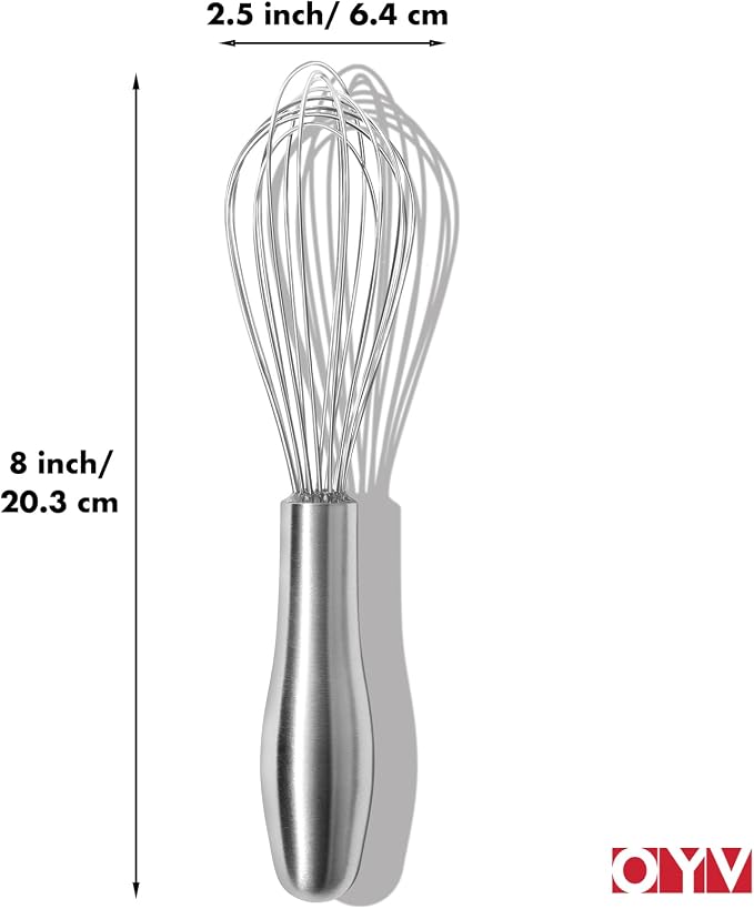 OYV 8" Whisk, Ergonomic Handle, Dishwasher Safe 18/10 Stainless Steel Whisk - Image 7