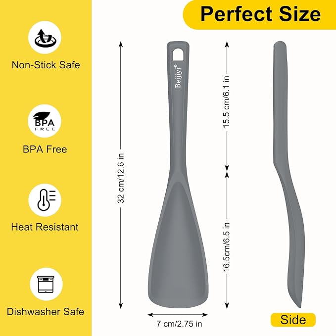 Beijiyi 3 Pack Silicone Cooking Spoons, 12.6 In Multifunction Spatula Spoon - Image 2
