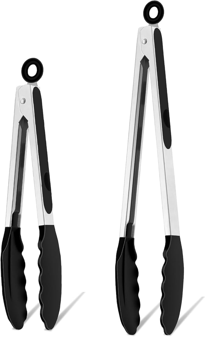TeamFar Kitchen Tongs, Heat Resistant Silicone Tongs, Locking Design & by TeamFar