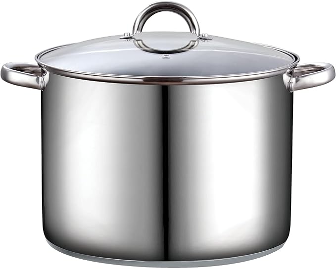 Cook N Home Stockpot with Lid, Basics Stainless Steel Soup Pot by CookNHome