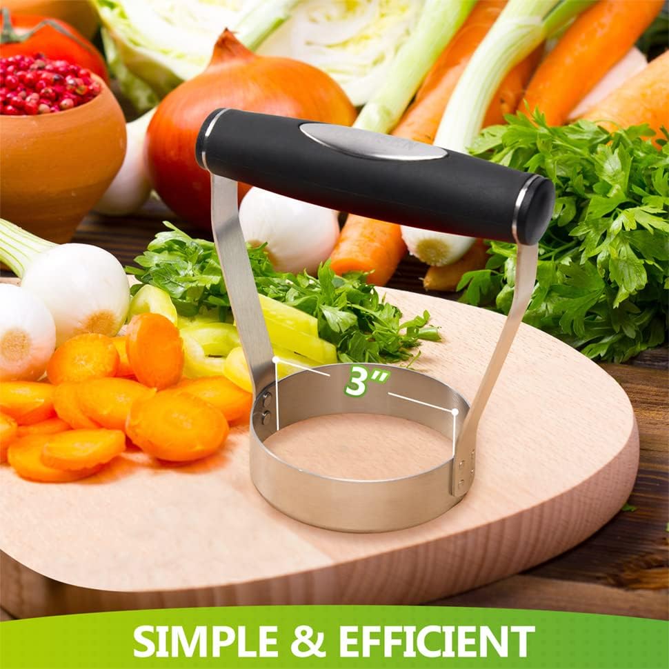 HULISEN Food Chopper Manual Hand, Stainless Steel Hand Chopper, Plain Edge
