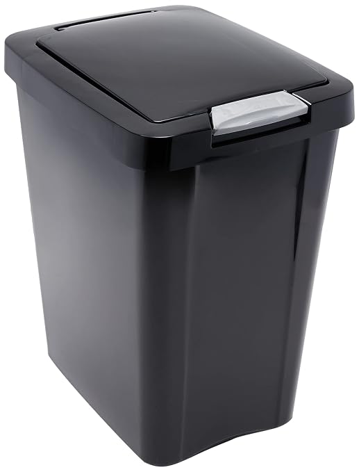 Sterilite 10439004 7.5 Gallon Black Plastic TouchTop Wastebasket - Image 2