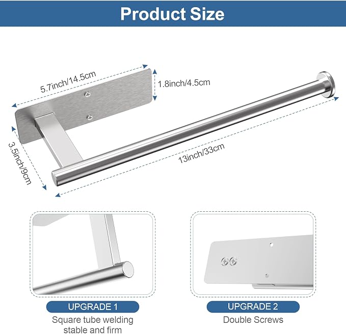 CUXIXA Paper Towel Holder Under Cabinet, Upgraded Adhesive Paper Towel Holder - Image 6