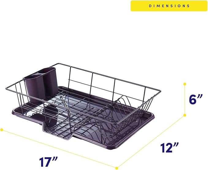 Space-Saving 3-Piece Dish Drainer Rack Set: Efficient Kitchen Organizer - Image 4