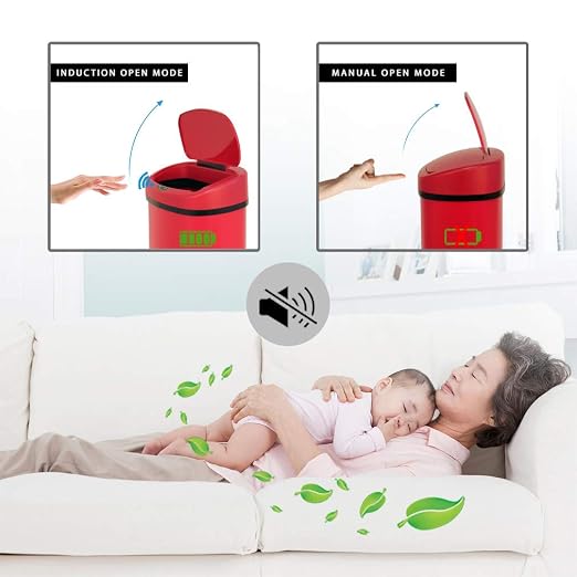Dkeli Kitchen Trash Can for Bathroom Bedroom Home Office Automatic Touch Free - Image 5