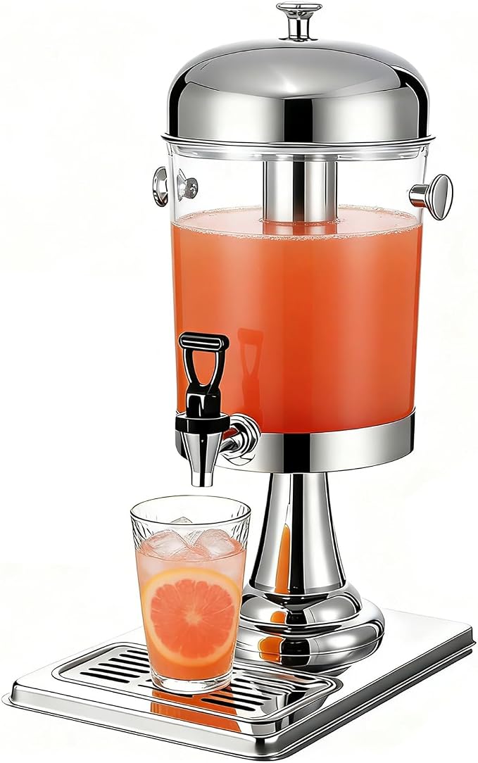 2.2 Gallon Iced Beverage Drink Dispenser, Stainless Steel Water Jar by Unknown