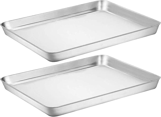 Baking Sheet Cookie Sheet Set of 2, Umite Chef Stainless Steel Baking Pans Tray by UmiteChef