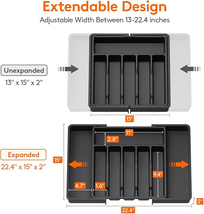 Lifewit Silverware Drawer Organizer, Expandable Utensil Tray - Image 3