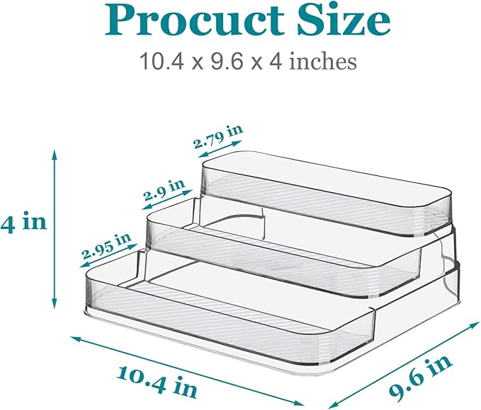 Acrylic Spice Rack, No Assembly Clear 3 Tier Condiment Bottle Shelf Vanity - Image 5