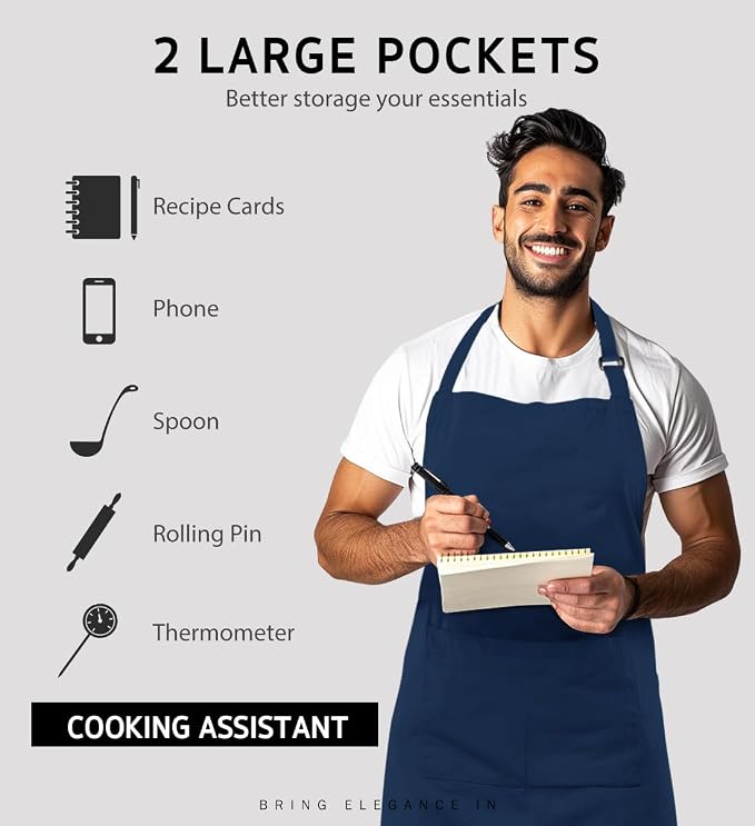 Syntus 12 Pack Bib Apron, Unisex Aprons Adjustable Waterdrop Resistant - Image 4