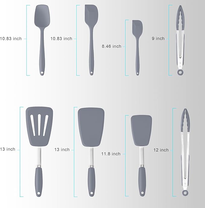 Silicone Spatulas Set Turners Tongs Cooking Utensils Set High Heat Resistant - Image 2