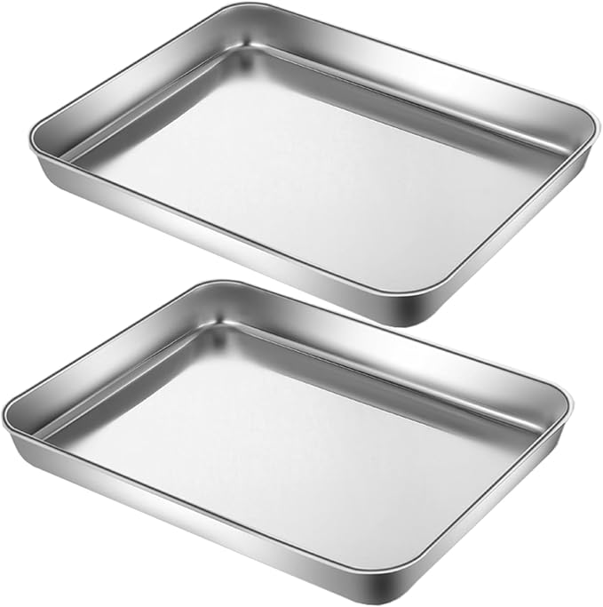 Small Cookie Baking Sheet Pans Stainless Steel 304 Tiny Serving Tray 12.4 x9.6 by YourReliableKitchenPartner