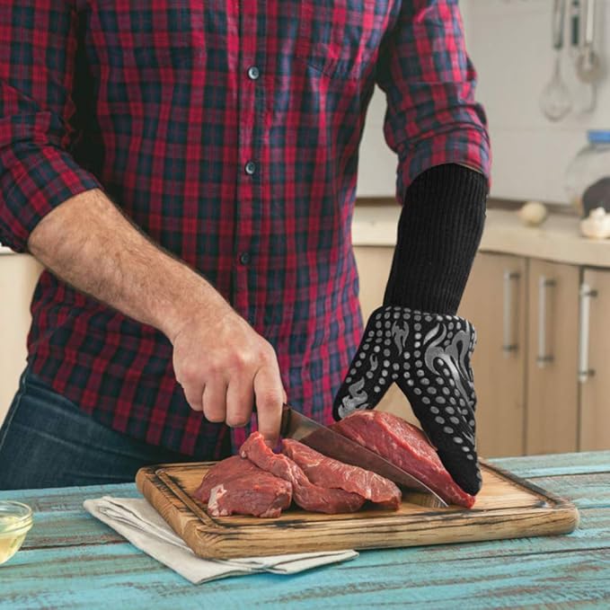 Comsmart BBQ Gloves, 1472F Heat Resistant Silicone Non-Slip Oven Mitts - Image 7