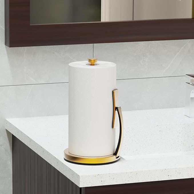 VEHHE Gold Paper Towel Holder Countertop, One-Handed Tear, Stainless Steel - Image 7