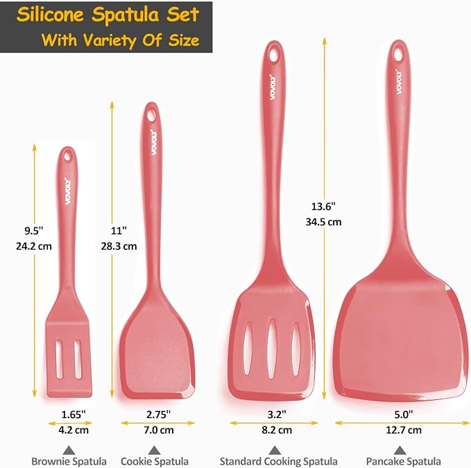 Silicone Spatula Set, 600°F Heat Resistant Silicone Spatula Turner Flipper - Image 2