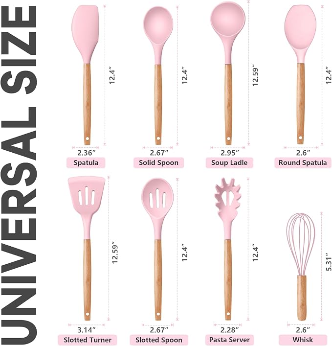 P&P CHEF Silicone Cooking Utensils Set, 8-Piece Kitchen Cooking Utensil - Image 2