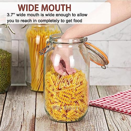 Anwoi 64OZ Wide Mouth Glass Mason Jars, 3 Pack