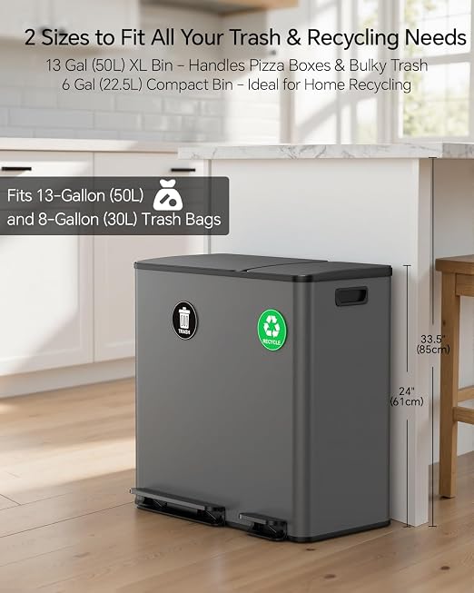 Lovewind Dual Trash and Recycling Bins - Image 3
