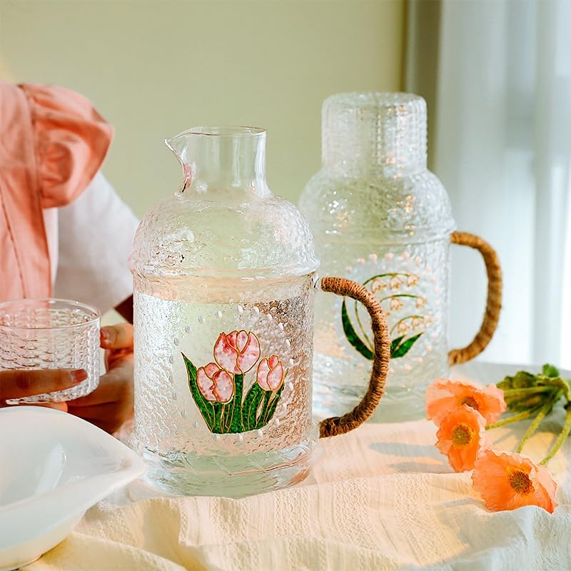 Drinking 2200ml Glass Water Pitcher Carafe with Lid