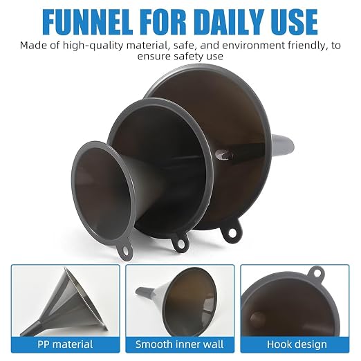 Plastic Kitchen Funnel Set of 3, Round Kitchen Funnels - Image 3