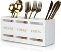 Ayiaren Wood Flatware Silverware Caddy White Cutlery Holder Kitchen Utensils by Ayiaren