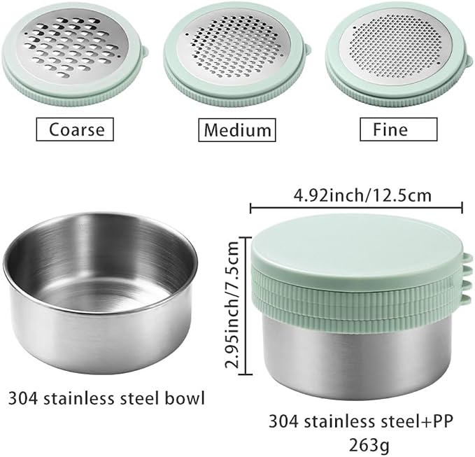 Cheese Grater with Container & Lid, Handheld Grater Bowl - Image 3