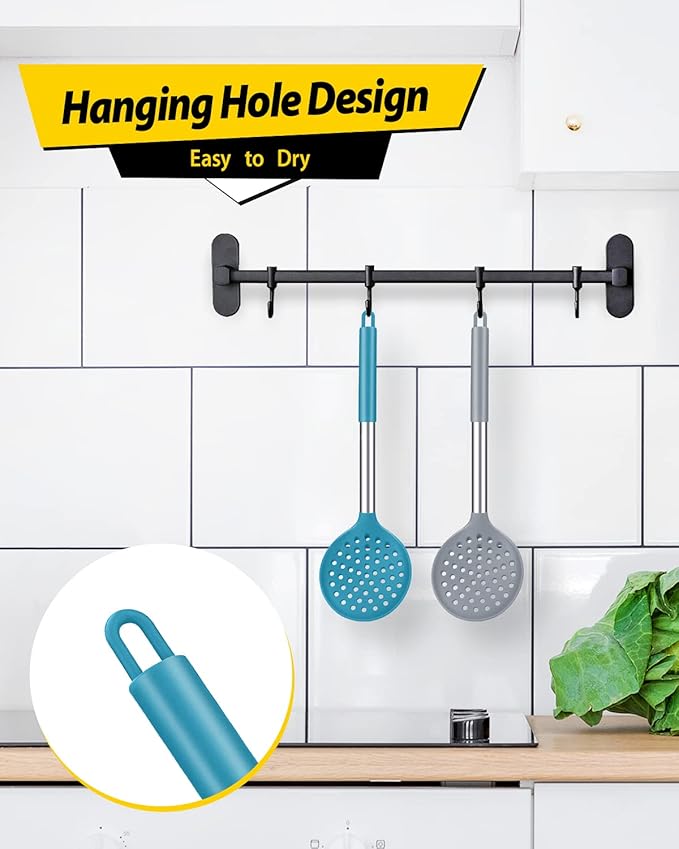 Kitchen Ladle Strainer Set of 2 Large Slotted Spoon - Image 6