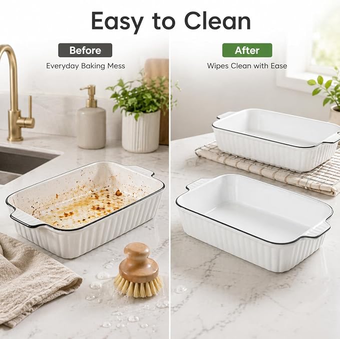 Ceramic Bakeware Set of 4, Deep Rectangular Casserole Dishes - Image 5