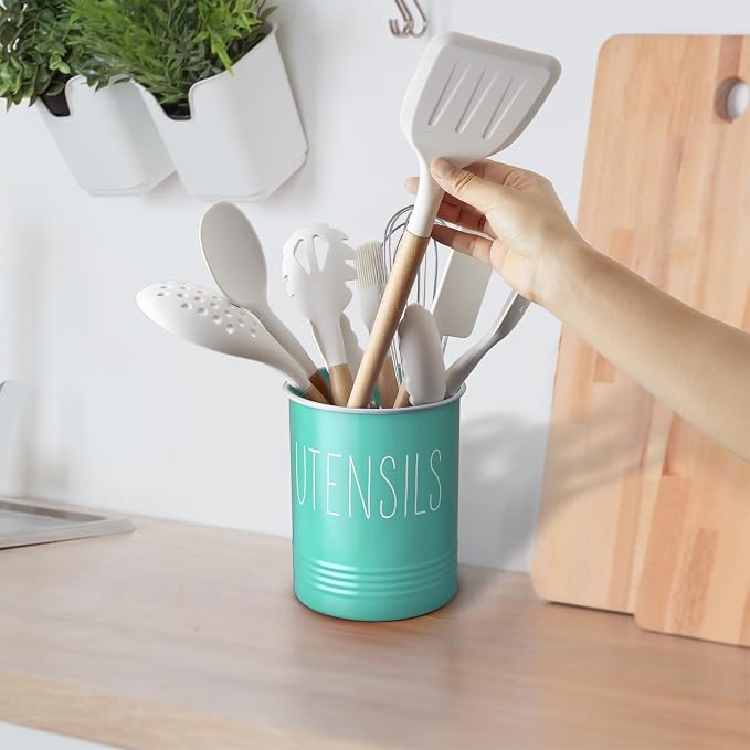 Bivvclaz Teal Kitchen Utensil Holder, 6.7" Utensil Holder - Image 7