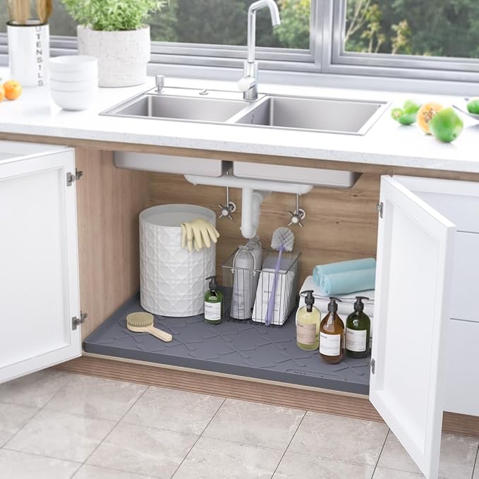 SIKADEER Waterproof Under Sink Mat 22x19, Raised Edge Silicone Mat Under Sink - Image 2