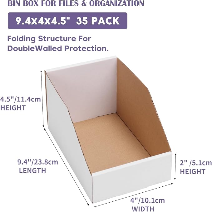 EXYGLO Cardboard Storage Bins 35 Pack, 9.4x4x4.5 Inch Cardboard Boxes, - Image 2