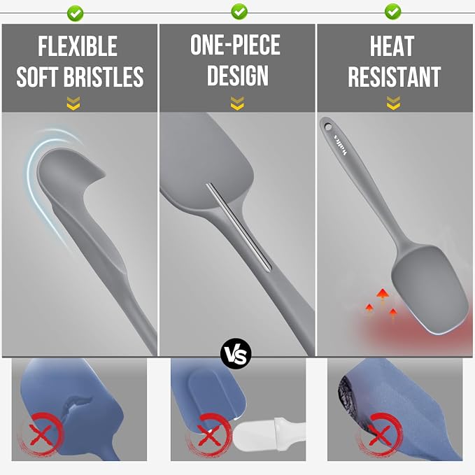 Walfos Silicone Spatula -5 Pieces Heat Resistant Kitchen Spoon Spatulas（600°F) - Image 6