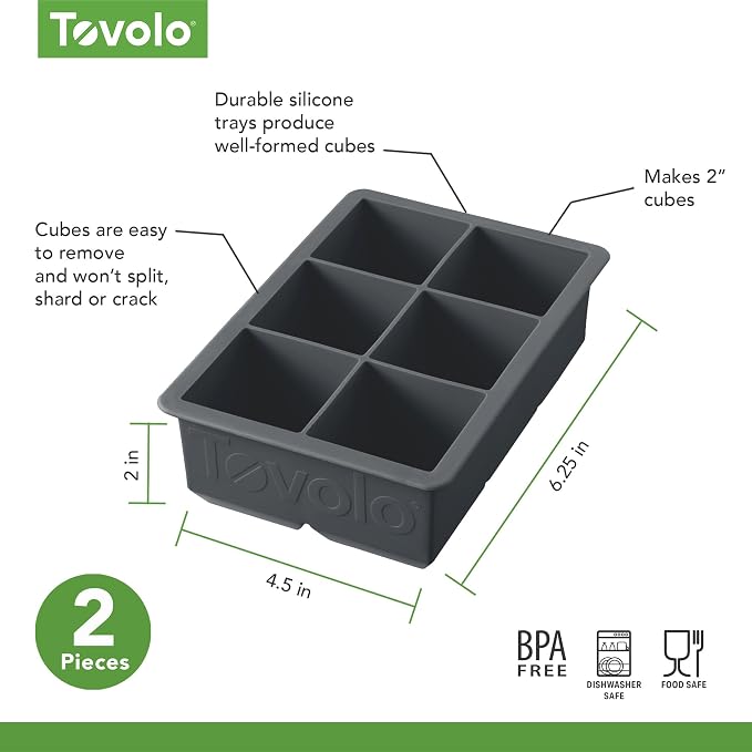 Tovolo Large 2” King Cube Ice Tray Charcoal Gray Ice Cube Trays - Image 3