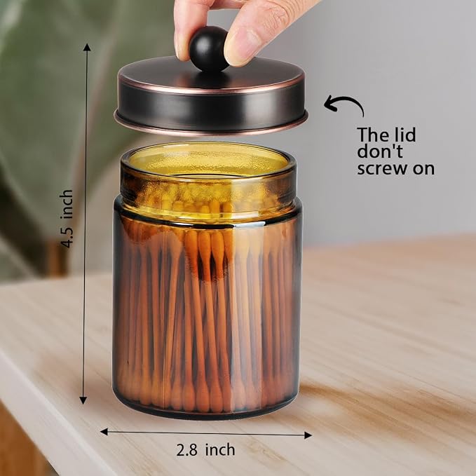 Amolliar Amber Glass Qtip Holder, Apothecary Jars - Image 3