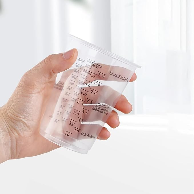 Clear Plastic Measuring Cups, 8oz Graduated Disposable and Reusable Mixing Cups - Image 4