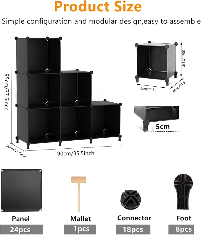 AWTATOS Cube Storage Organizer, Storage Cubes Shelves Bookshelf, 6 Cube Closet - Image 3