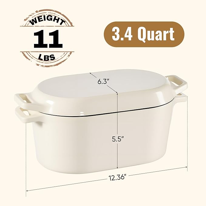 Dutch Oven for Bread Baking, 3.4 QT Bread Dutch Oven for Sourdough, Enamelled - Image 2