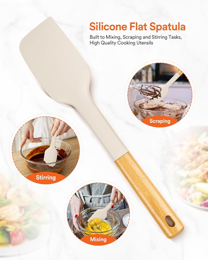 Silicone Heavy-Duty Spatula, Sturdy Bpa-Free Matte Silicone, Wooden Handle - Image 6