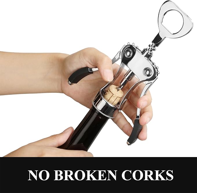 KORCCI Wine Opener, Heavy-Duty Zinc Alloy Wing Corkscrew, Premium Beer Bottle - Image 5