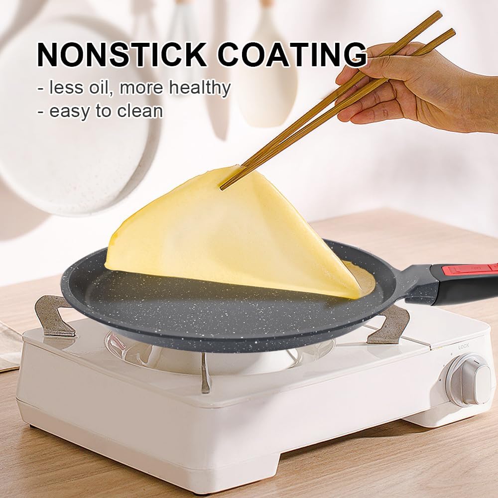 RANX INGST Non Stick Crepe Pan with Detachable Handle, 10 Inch Cast