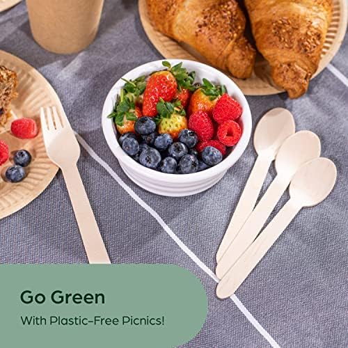 PURPLECLAY Disposable Wooden Spoons for Eating – 300 Pack Wooden