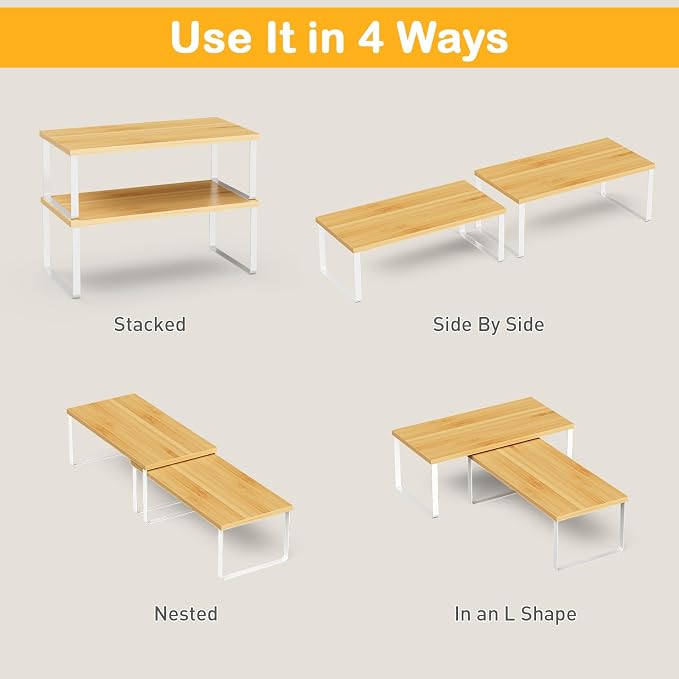 OGEMXU Cabinet Shelf Organizers, 15.7 inches Large Kitchen Counter Shelf - Image 7