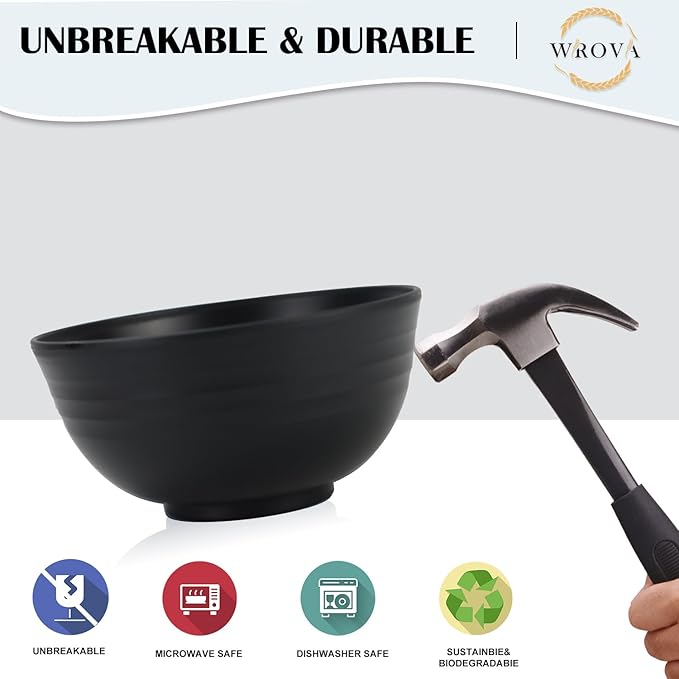 Wheat Straw Bowl Sets, Microwave and Dishwasher Safe Bowls, Alternative Plastic - Image 4