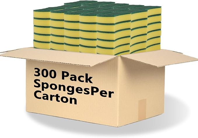 300 Pack Kitchen Cleaning Sponges, Eco Non-Scratch by WUHUIXOZ