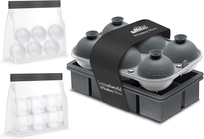 Samuelworld Premium Ice Tray Combo, New Upgraded Large Ice Sphere Maker Ice by Samuelworld