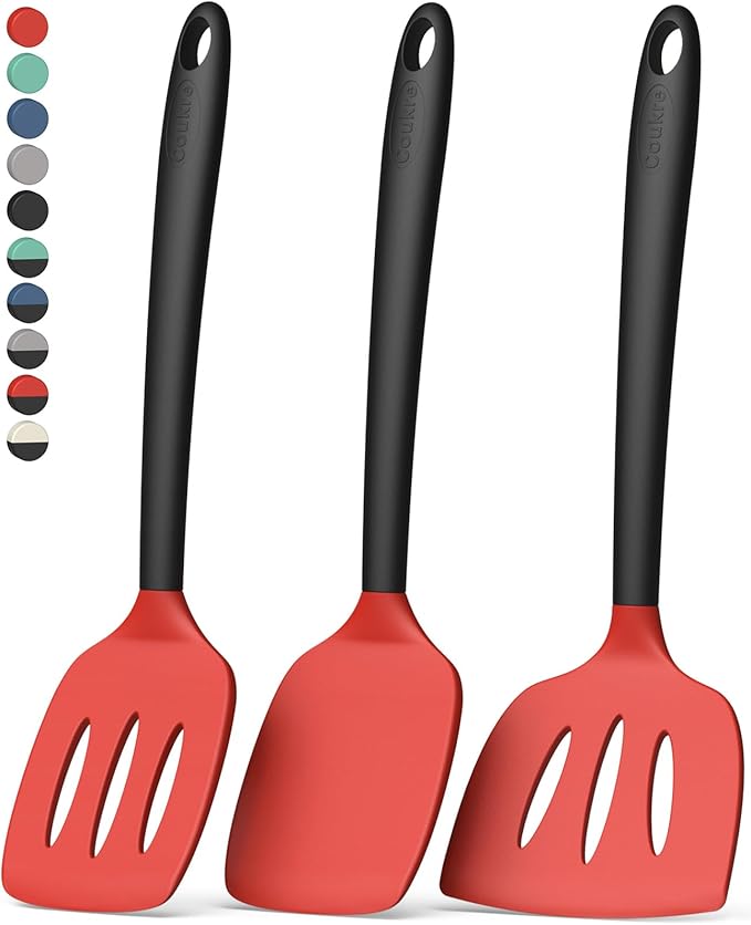 Coukre 3 Pack Silicone Spatula Set, High Heat Resistant, Fish Spatula, Solid & by Coukre
