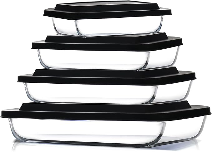 EATEX 8-Piece Deep Glass Casserole Dishes by Eatex