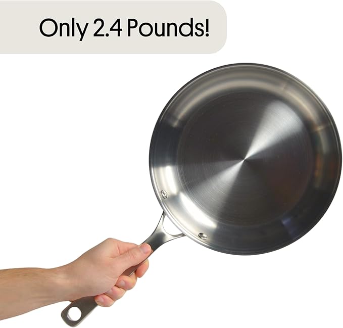STRATA Carbon Steel Clad 10.5" Frying Pan Skillet, 3-Ply Carbon Steel Cookware - Image 2